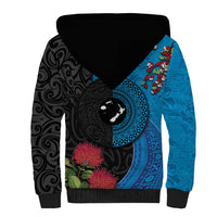 Fiji and New Zealand Together Sherpa Hoodie Tapa Maori Tattoo mix Tagimoucia and Pohutukawa