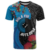 Fiji and New Zealand Together T Shirt Tapa Maori Tattoo mix Tagimoucia and Pohutukawa