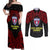 Vitis Central Dabaris Rugby Couples Matching Off Shoulder Maxi Dress and Long Sleeve Button Shirts Papua New Guinea Polynesian Tattoo LT03 Red - Polynesian Pride