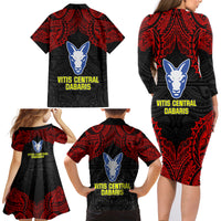 Vitis Central Dabaris Rugby Family Matching Long Sleeve Bodycon Dress and Hawaiian Shirt Papua New Guinea Polynesian Tattoo LT03 - Polynesian Pride