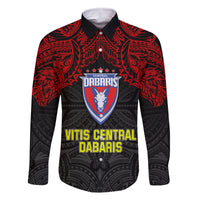 Vitis Central Dabaris Rugby Family Matching Off Shoulder Long Sleeve Dress and Hawaiian Shirt Papua New Guinea Polynesian Tattoo LT03 Dad's Shirt - Long Sleeve Red - Polynesian Pride