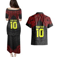 Custom Vitis Central Dabaris Rugby Couples Matching Puletasi Dress and Hawaiian Shirt Papua New Guinea Polynesian Tattoo LT03 - Polynesian Pride