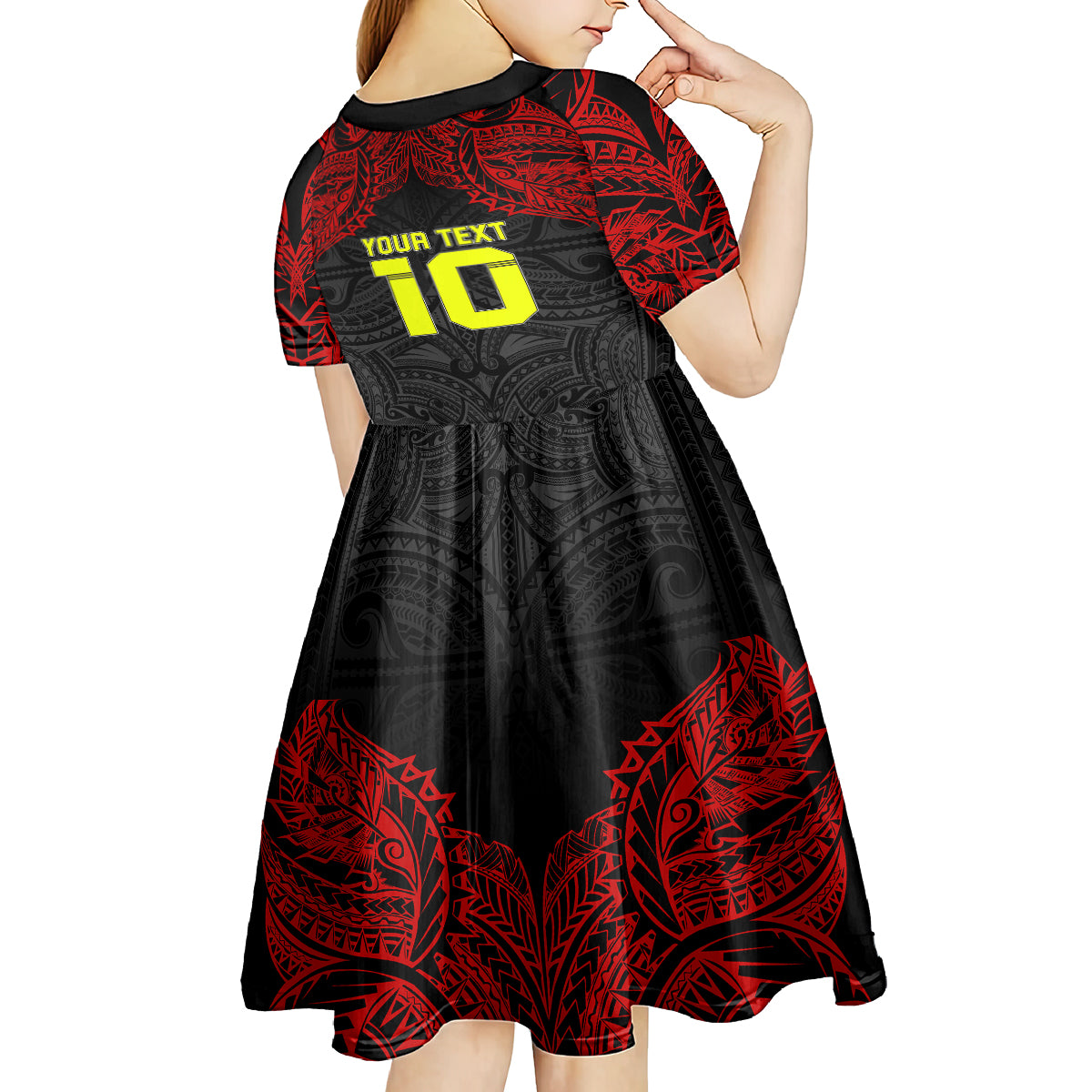 Custom Vitis Central Dabaris Rugby Kid Short Sleeve Dress Papua New Guinea Polynesian Tattoo LT03 - Polynesian Pride