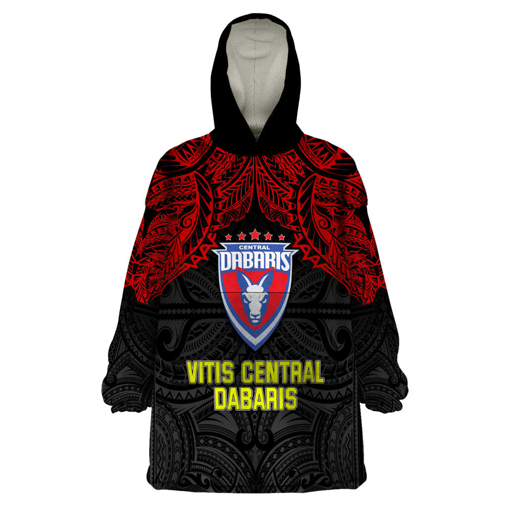 Custom Vitis Central Dabaris Rugby Wearable Blanket Hoodie Papua New Guinea Polynesian Tattoo LT03 One Size Red - Polynesian Pride
