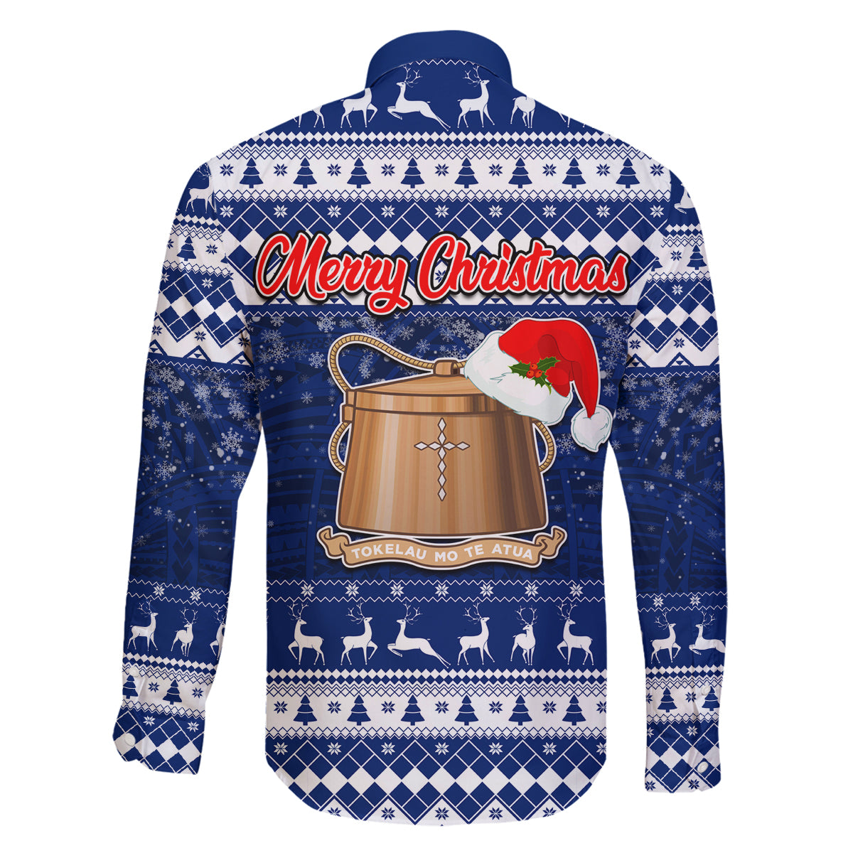 Tokelau Christmas Family Matching Tank Maxi Dress and Hawaiian Shirt Santa Claus Tokelau Flag and Coat of Arms with Polynesian Pattern LT03 - Polynesian Pride