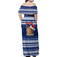 Personalised Tokelau Christmas Family Matching Off Shoulder Maxi Dress and Hawaiian Shirt Santa Claus Tokelau Flag and Coat of Arms with Polynesian Pattern LT03 - Polynesian Pride