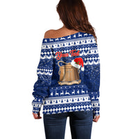 Personalised Tokelau Christmas Off Shoulder Sweater Santa Claus Tokelau Flag and Coat of Arms with Polynesian Pattern LT03 - Polynesian Pride