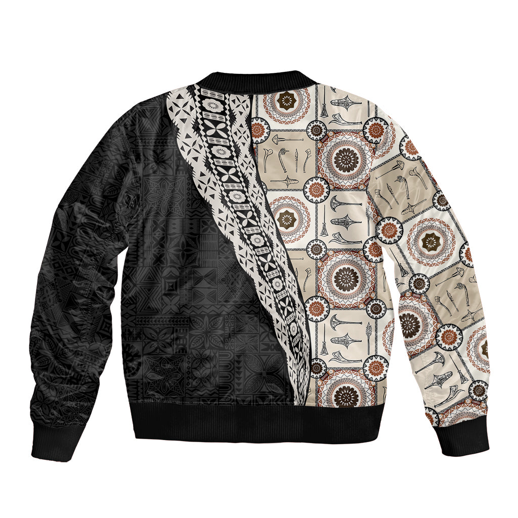 Tukenny Pattern Fijian War Clubs Mix Tapa Tribal Bomber Jacket LT03 - Polynesian Pride