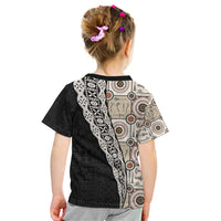 Tukenny Pattern Fijian War Clubs Mix Tapa Tribal Kid T Shirt LT03 - Polynesian Pride