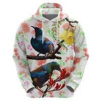 New Zealand Pohutukawa Tui Bird Hoodie Kowhai Version LT03 - Polynesian Pride