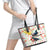 New Zealand Pohutukawa Tui Bird Leather Tote Bag Kowhai Version LT03 - Polynesian Pride