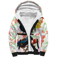 New Zealand Pohutukawa Tui Bird Sherpa Hoodie Kowhai Version LT03 Unisex White - Polynesian Pride