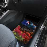 New Zealand ANZAC Day Car Mats Pohutukawa Flower and Tui Bird LT03 - Polynesian Pride