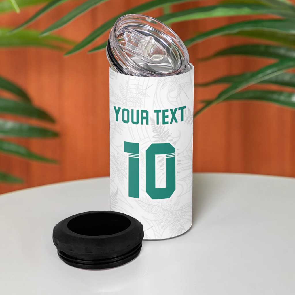 Custom New Zealand Football 4 in 1 Can Cooler Tumbler Go All Silver Ferns - Towards World Cup 2026