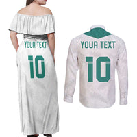 Custom New Zealand Football Couples Matching Off Shoulder Maxi Dress and Long Sleeve Button Shirt Go All Silver Ferns - Towards World Cup 2026