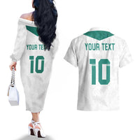 Custom New Zealand Football Couples Matching Off The Shoulder Long Sleeve Dress and Hawaiian Shirt Go All Silver Ferns - Towards World Cup 2026