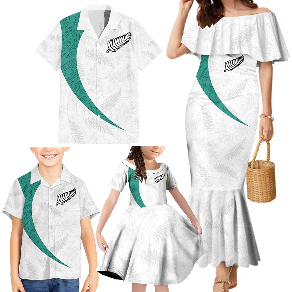 Custom New Zealand Football Family Matching Mermaid Dress and Hawaiian Shirt Go All Silver Ferns - Towards World Cup 2026