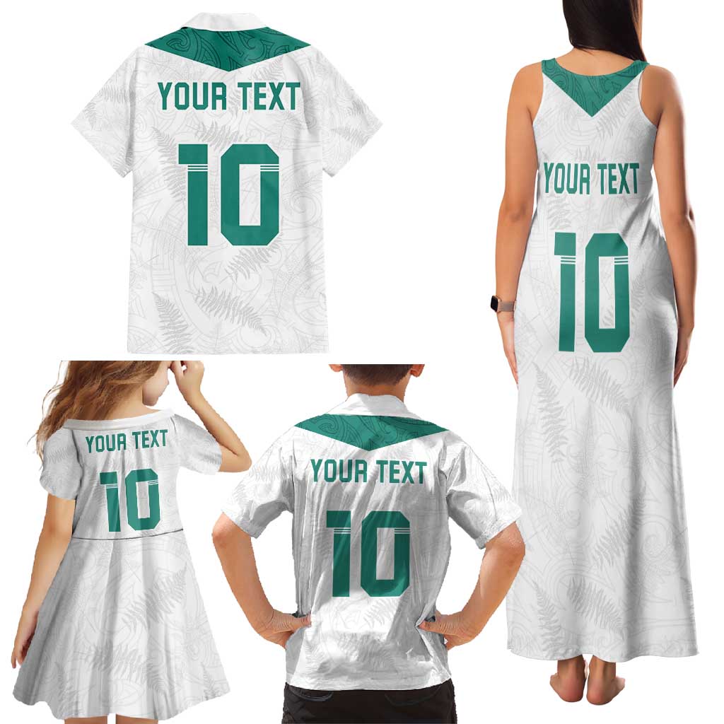 Custom New Zealand Football Family Matching Tank Maxi Dress and Hawaiian Shirt Go All Silver Ferns - Towards World Cup 2026