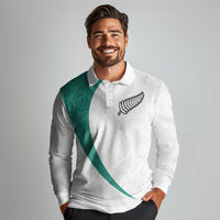 Custom New Zealand Football Long Sleeve Polo Shirt Go All Silver Ferns - Towards World Cup 2026