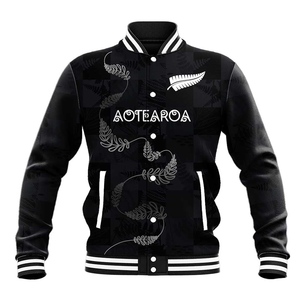 Custom New Zealand Rugby Baseball Jacket All Silver Ferns Blacks