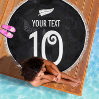 Custom New Zealand Rugby Beach Blanket All Silver Ferns Blacks