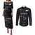 Custom New Zealand Rugby Couples Matching Puletasi and Long Sleeve Button Shirt All Silver Ferns Blacks