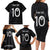 Custom New Zealand Rugby Family Matching Long Sleeve Bodycon Dress and Hawaiian Shirt All Silver Ferns Blacks