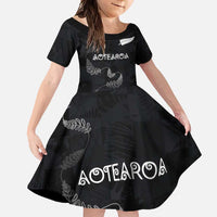 Custom New Zealand Rugby Family Matching Mermaid Dress and Hawaiian Shirt All Silver Ferns Blacks