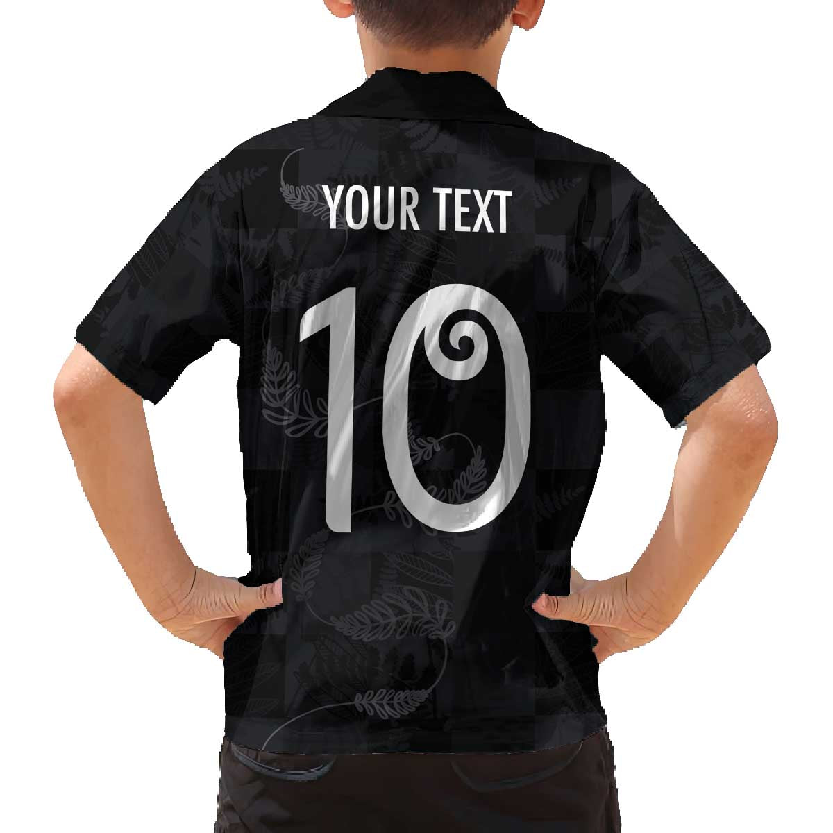 Custom New Zealand Rugby Family Matching Off The Shoulder Long Sleeve Dress and Hawaiian Shirt All Silver Ferns Blacks