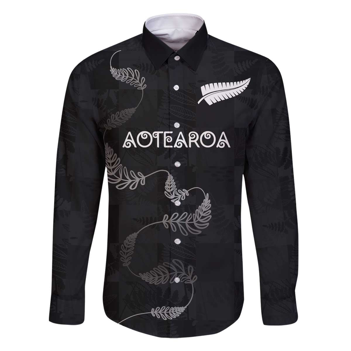 Custom New Zealand Rugby Family Matching Off The Shoulder Long Sleeve Dress and Hawaiian Shirt All Silver Ferns Blacks