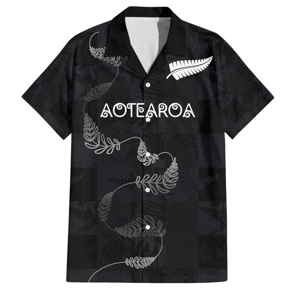 Custom New Zealand Rugby Family Matching Off Shoulder Maxi Dress and Hawaiian Shirt All Silver Ferns Blacks