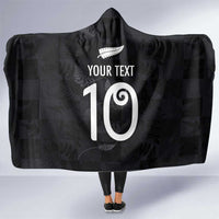 Custom New Zealand Rugby Hooded Blanket All Silver Ferns Blacks