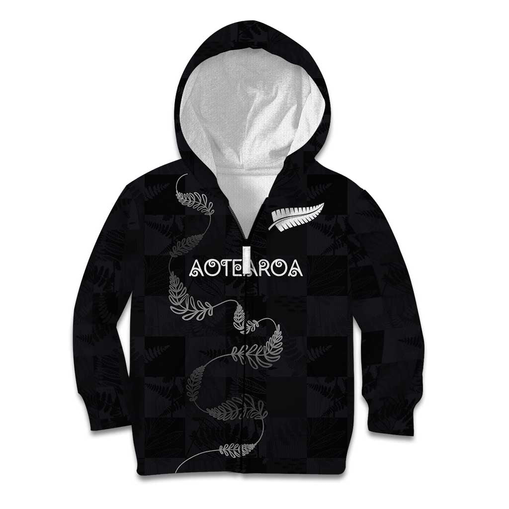 Custom New Zealand Rugby Kid Hoodie All Silver Ferns Blacks