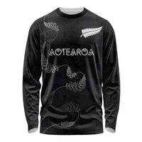 Custom New Zealand Rugby Long Sleeve Shirt All Silver Ferns Blacks