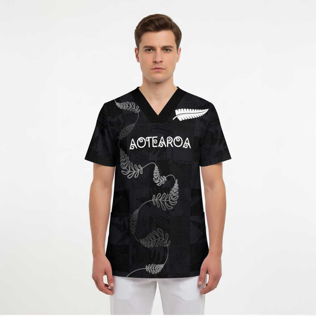 Custom New Zealand Rugby Scrub Top All Silver Ferns Blacks - Polynesian Pride