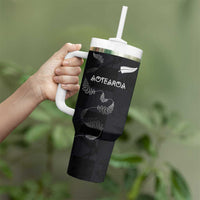 Custom New Zealand Rugby Tumbler With Handle All Silver Ferns Blacks