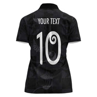 Custom New Zealand Rugby Women Polo Shirt All Silver Ferns Blacks