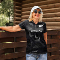 Custom New Zealand Rugby Women Polo Shirt All Silver Ferns Blacks