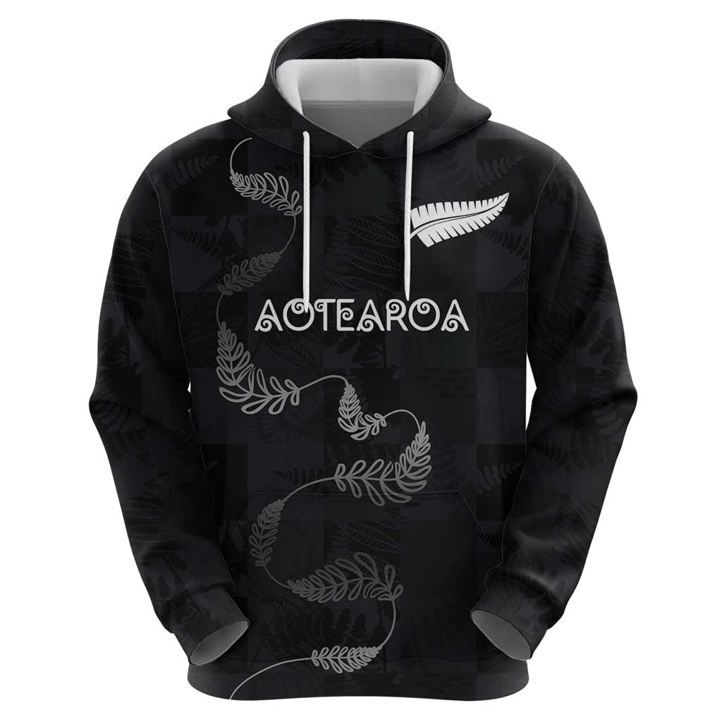 Custom New Zealand Rugby Zip Hoodie All Silver Ferns Blacks