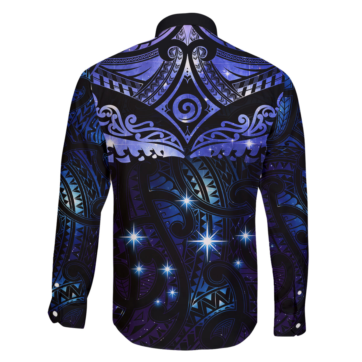 New Zealand Matariki Family Matching Off The Shoulder Long Sleeve Dress and Hawaiian Shirt Maori Pattern and Matariki Sky Night LT03 - Polynesian Pride
