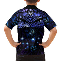 New Zealand Matariki Family Matching Short Sleeve Bodycon Dress and Hawaiian Shirt Maori Pattern and Matariki Sky Night LT03 - Polynesian Pride