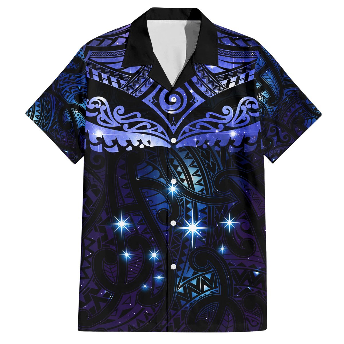 New Zealand Matariki Hawaiian Shirt Maori Pattern and Matariki Sky Night LT03 Blue - Polynesian Pride