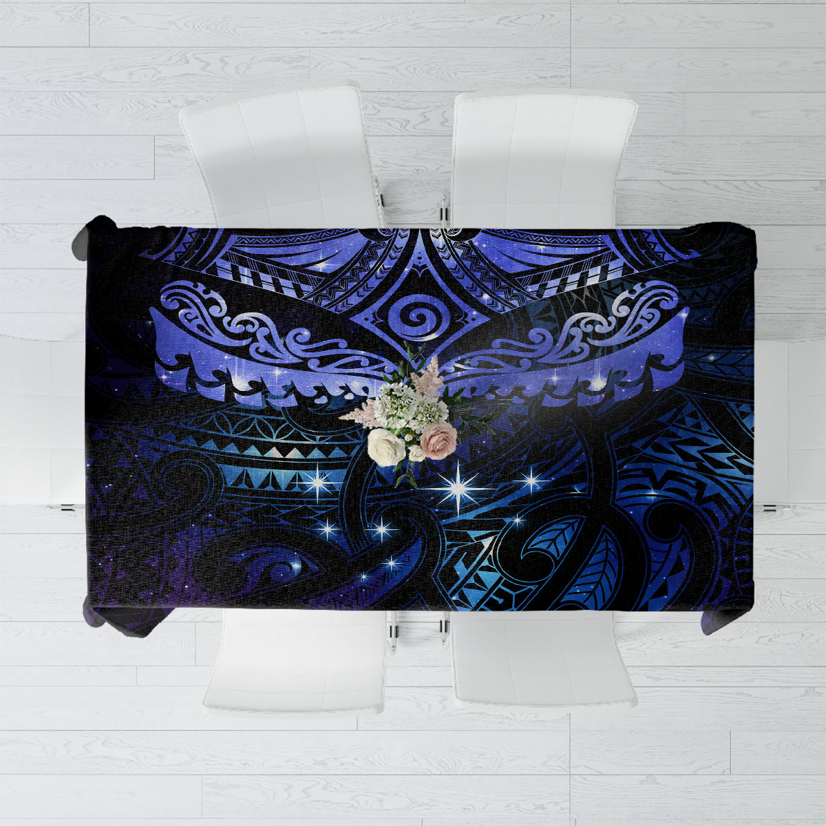 New Zealand Matariki Tablecloth Maori Pattern and Matariki Sky Night