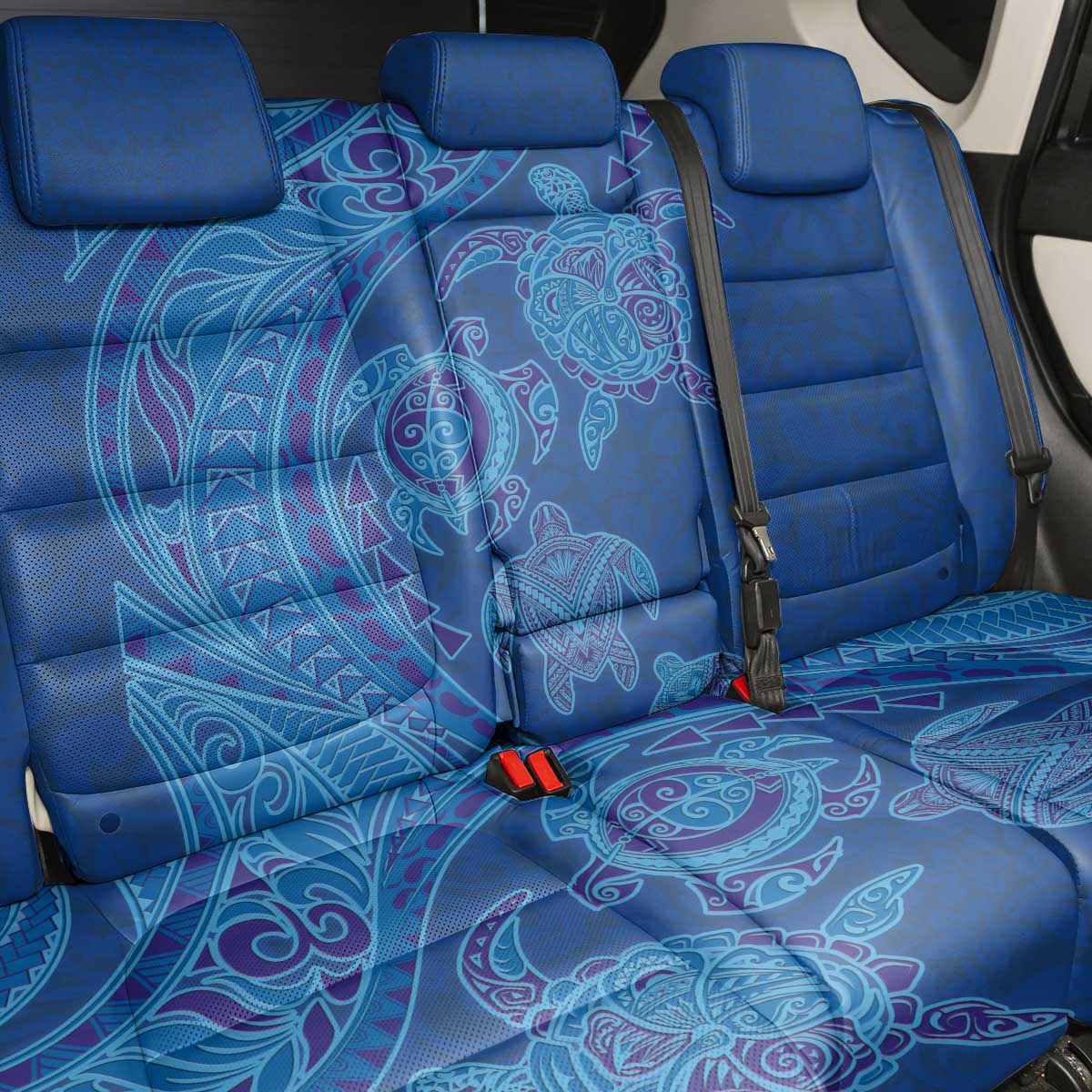 Hawaiian Turtles and Polynesian Art Tattoo Back Car Seat Cover Ocean Abyss