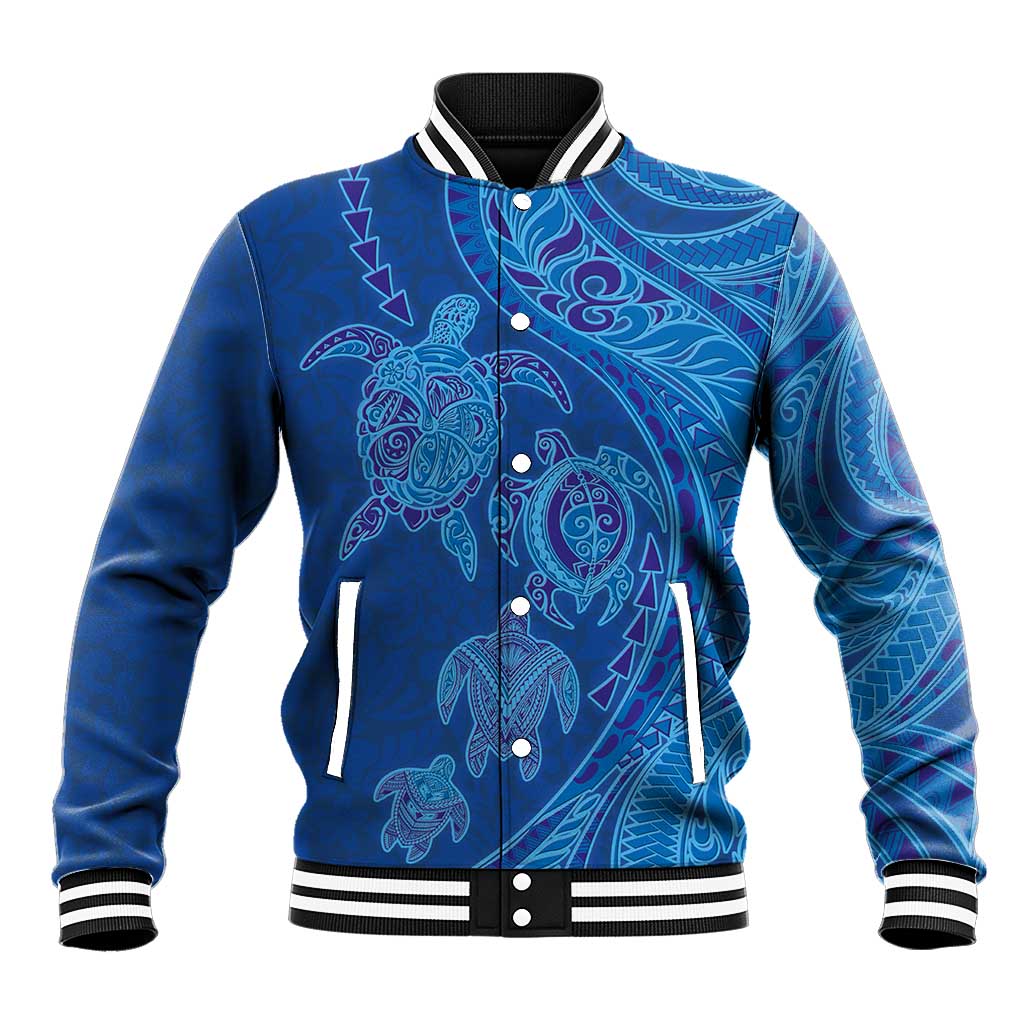 Hawaiian Turtles and Polynesian Art Tattoo Baseball Jacket Ocean Abyss