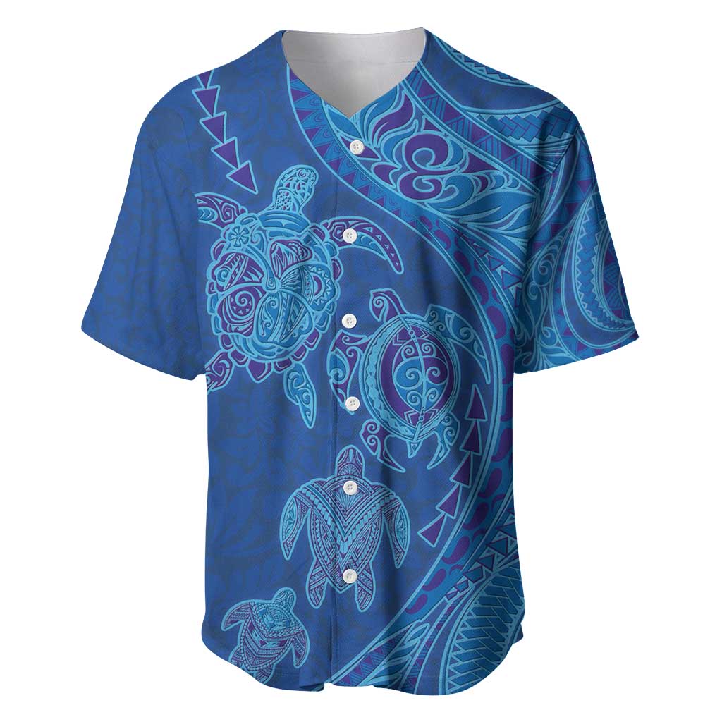 Hawaiian Turtles and Polynesian Art Tattoo Baseball Jersey Ocean Abyss