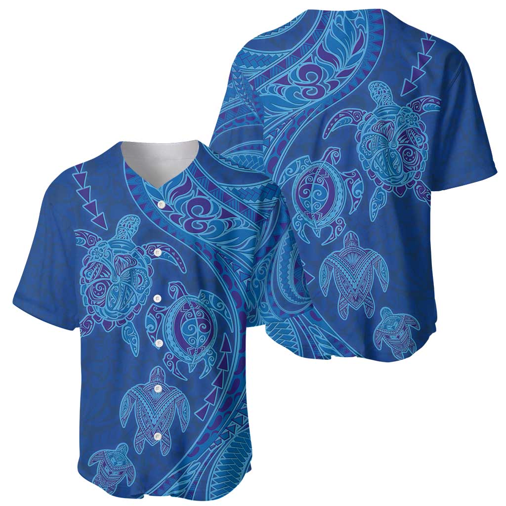 Hawaiian Turtles and Polynesian Art Tattoo Baseball Jersey Ocean Abyss