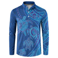 Hawaiian Turtles and Polynesian Art Tattoo Button Sweatshirt Ocean Abyss