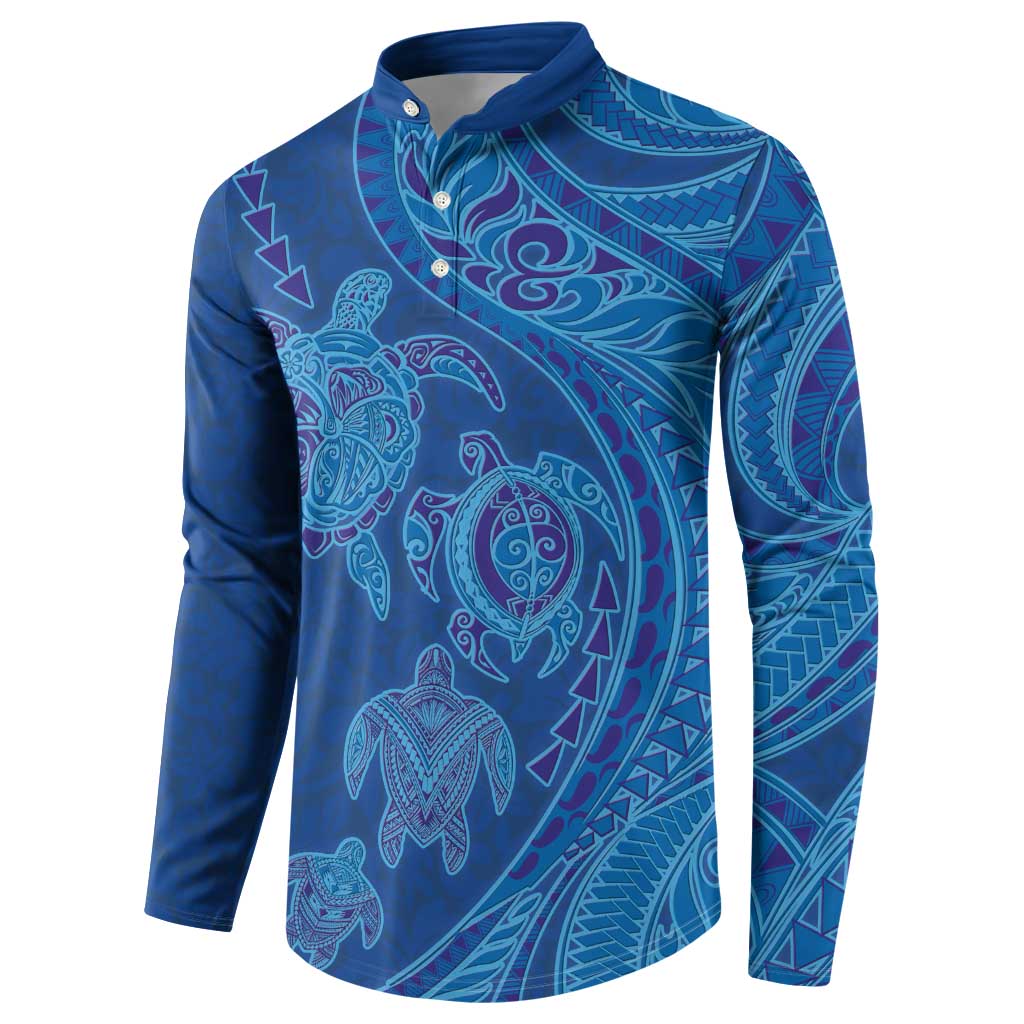 Hawaiian Turtles and Polynesian Art Tattoo Button Sweatshirt Ocean Abyss
