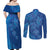 Hawaiian Turtles and Polynesian Art Tattoo Couples Matching Off Shoulder Maxi Dress and Long Sleeve Button Shirt Ocean Abyss